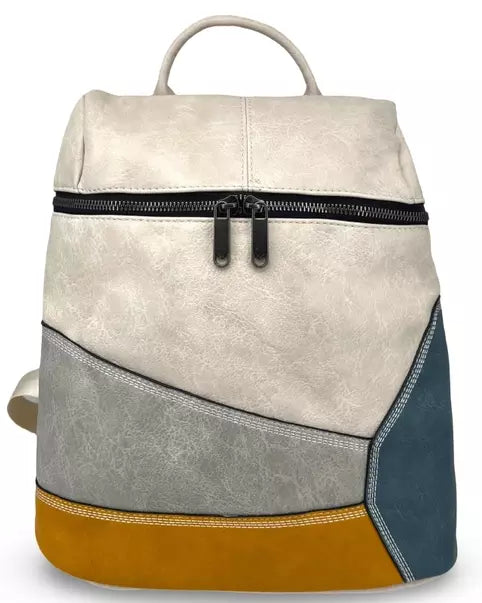Vegan Leather Patchwork Backpack ๐ 3 COLORS