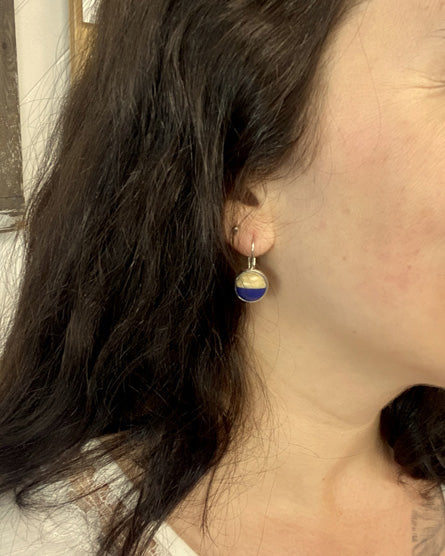 💥 The Blue Resin + Wood Cabochon Earrings