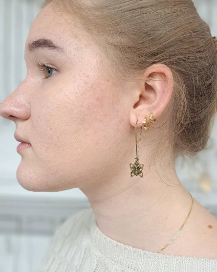 Butterfly Brass Drop Earrings