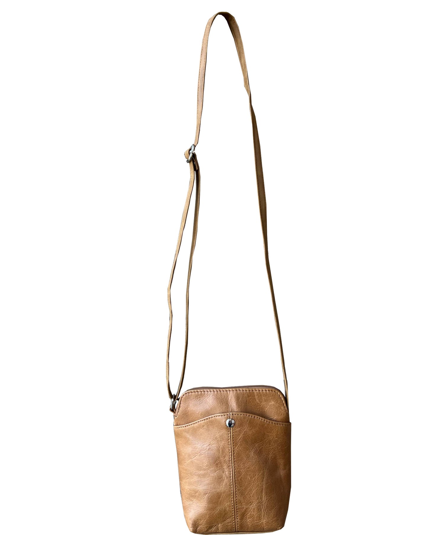 Leather Snap Button Crossbody Purse