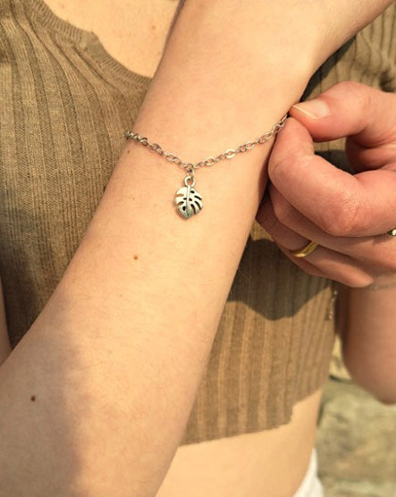 Fern Leaf Silver Charm Bracelet