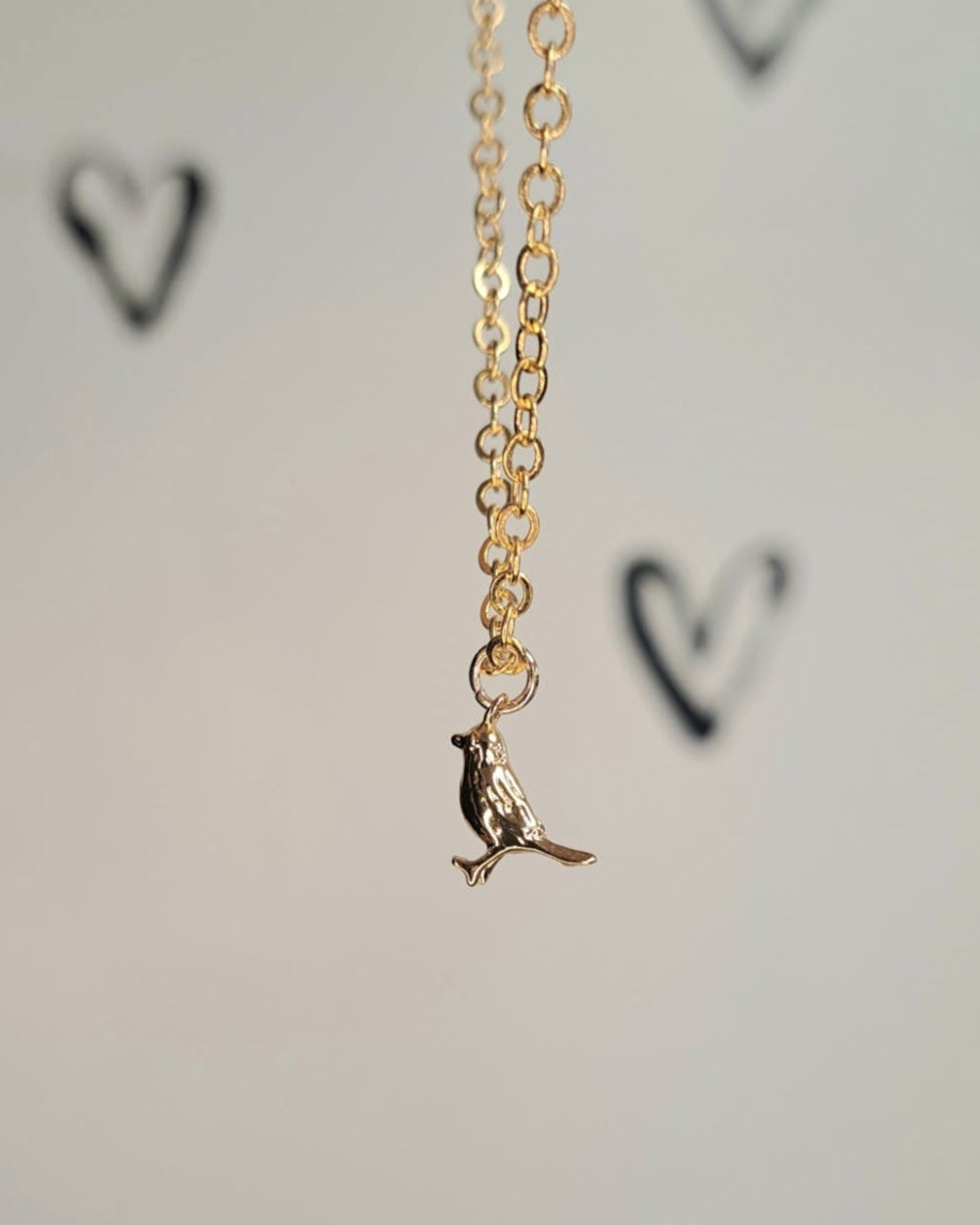 Gold Chickadee Necklace