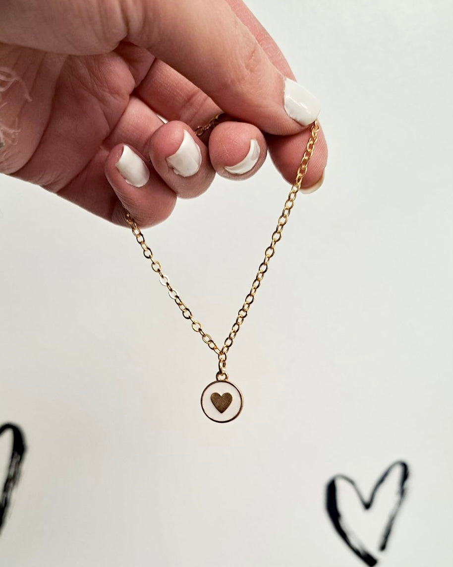 White Heart + Gold Bracelet