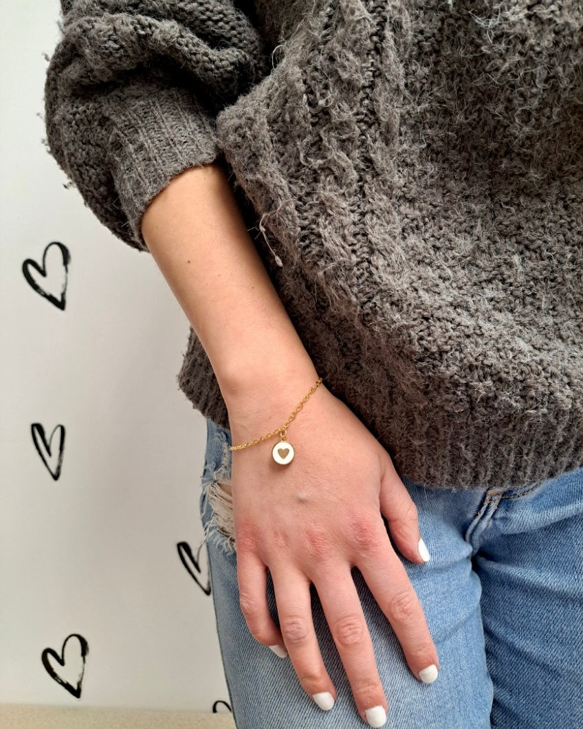 White Heart + Gold Bracelet