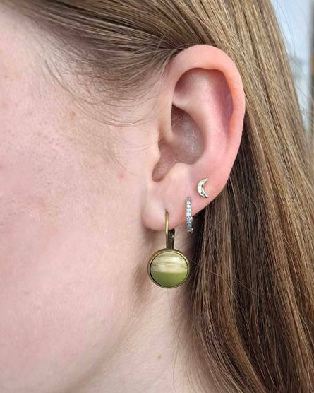 💥 The Green Resin + Wood Cabochon Earrings
