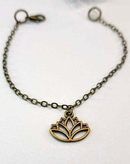Lotus Brass Charm Bracelet