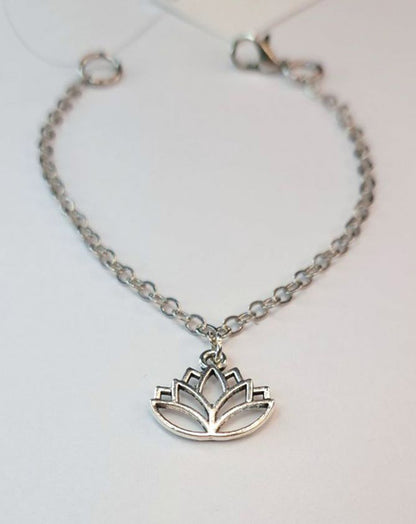 Lotus Silver Charm Bracelet