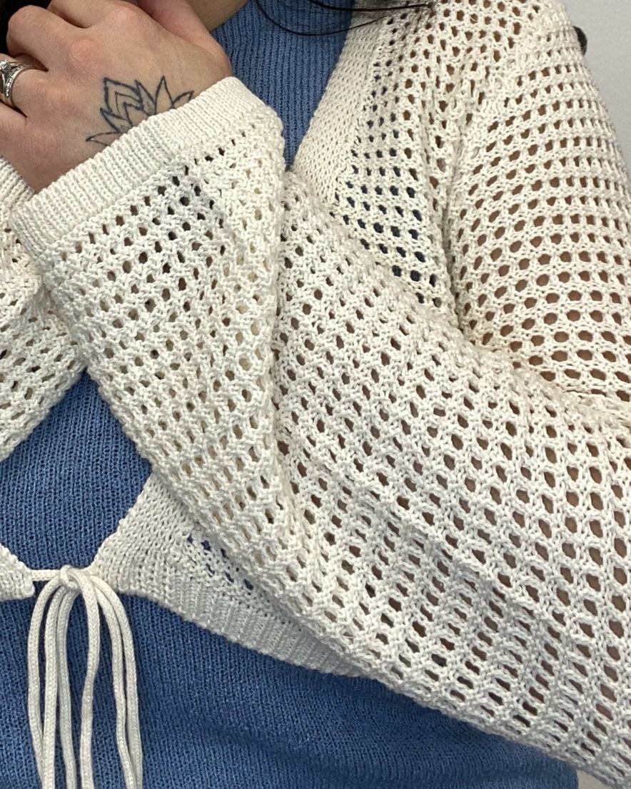 The Madera Tie Crochet Crop Cardigan