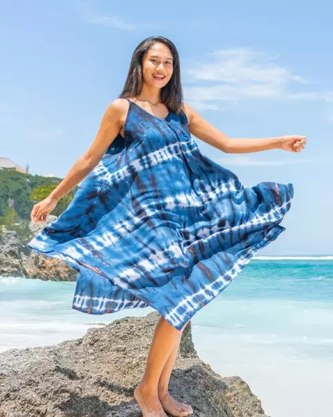 Navy Tie Dye Bali Handkerchief Dress