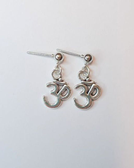 Om Silver Stud Earrings