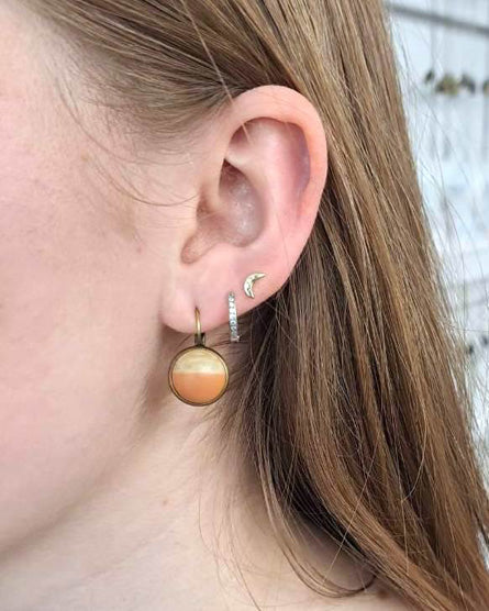💥 The Orange Resin + Wood Cabochon Earrings