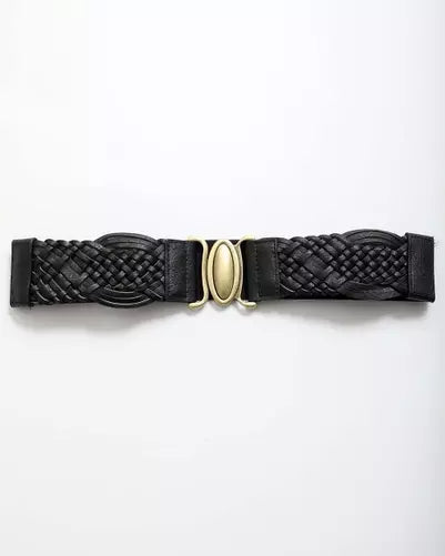 Oval Buckle Braided Stretch Belt