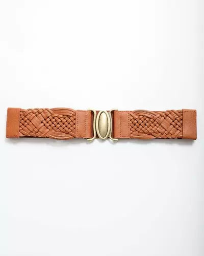 Oval Buckle Braided Stretch Belt