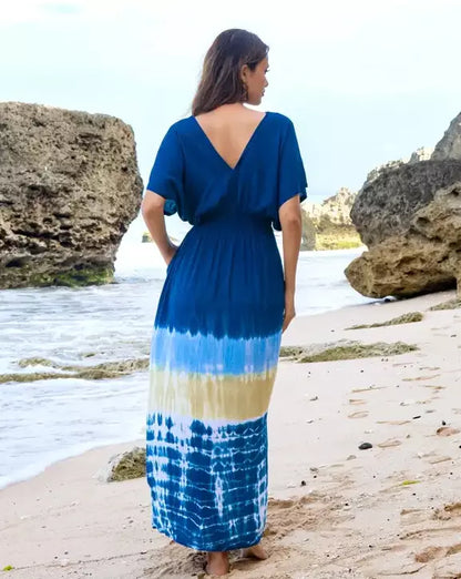 Royal Blue Tie Dye Bali Maxi Dress