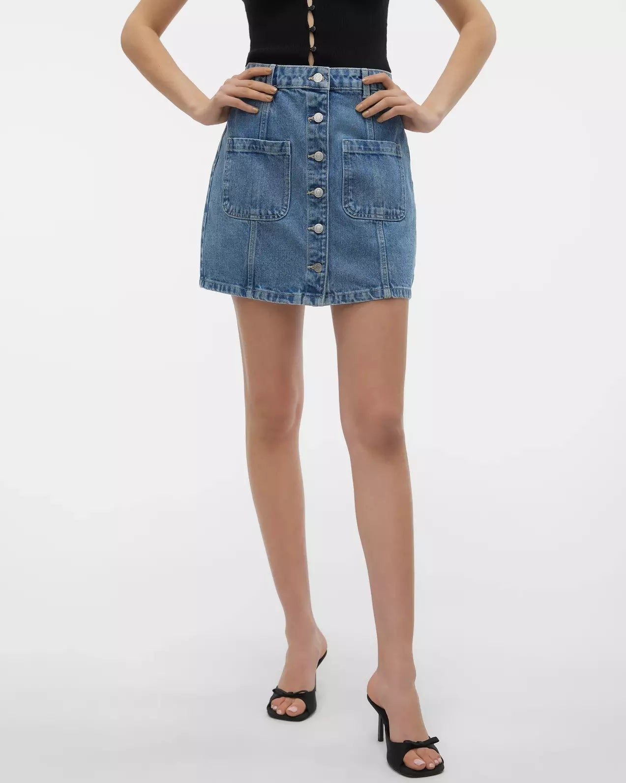 The Sasjo Short Denim Pocket Skirt