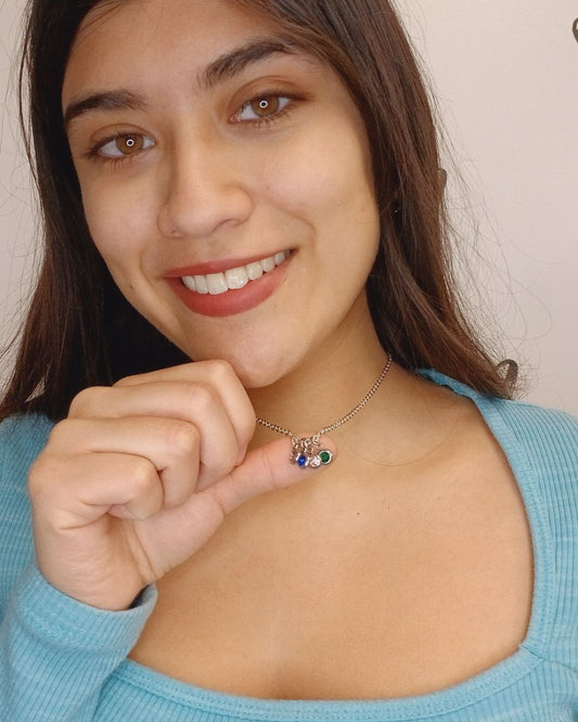 Silver Family Birthstone Necklace