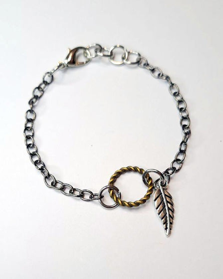 Silver Leaf Mixed Metal Bracelet