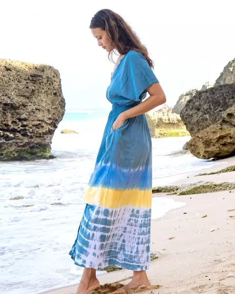 Teal Tie Dye Bali Maxi Dress