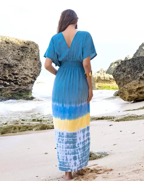 Teal Tie Dye Bali Maxi Dress