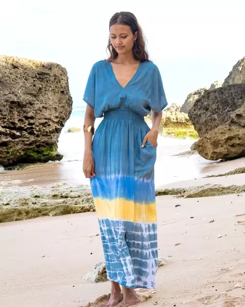 Teal Tie Dye Bali Maxi Dress