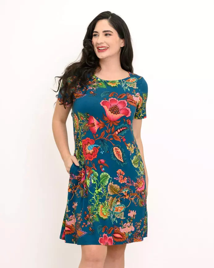 The Tee Teal Fantasy Bamboo Dress 🍁