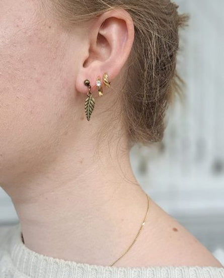 Tiny Leaf Brass Stud Earrings