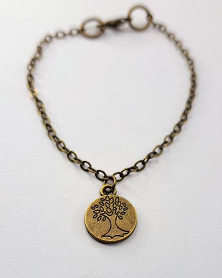 Tree Brass Charm Bracelet