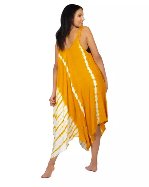 Yellow Tie Dye Bali Handkerchief Dress