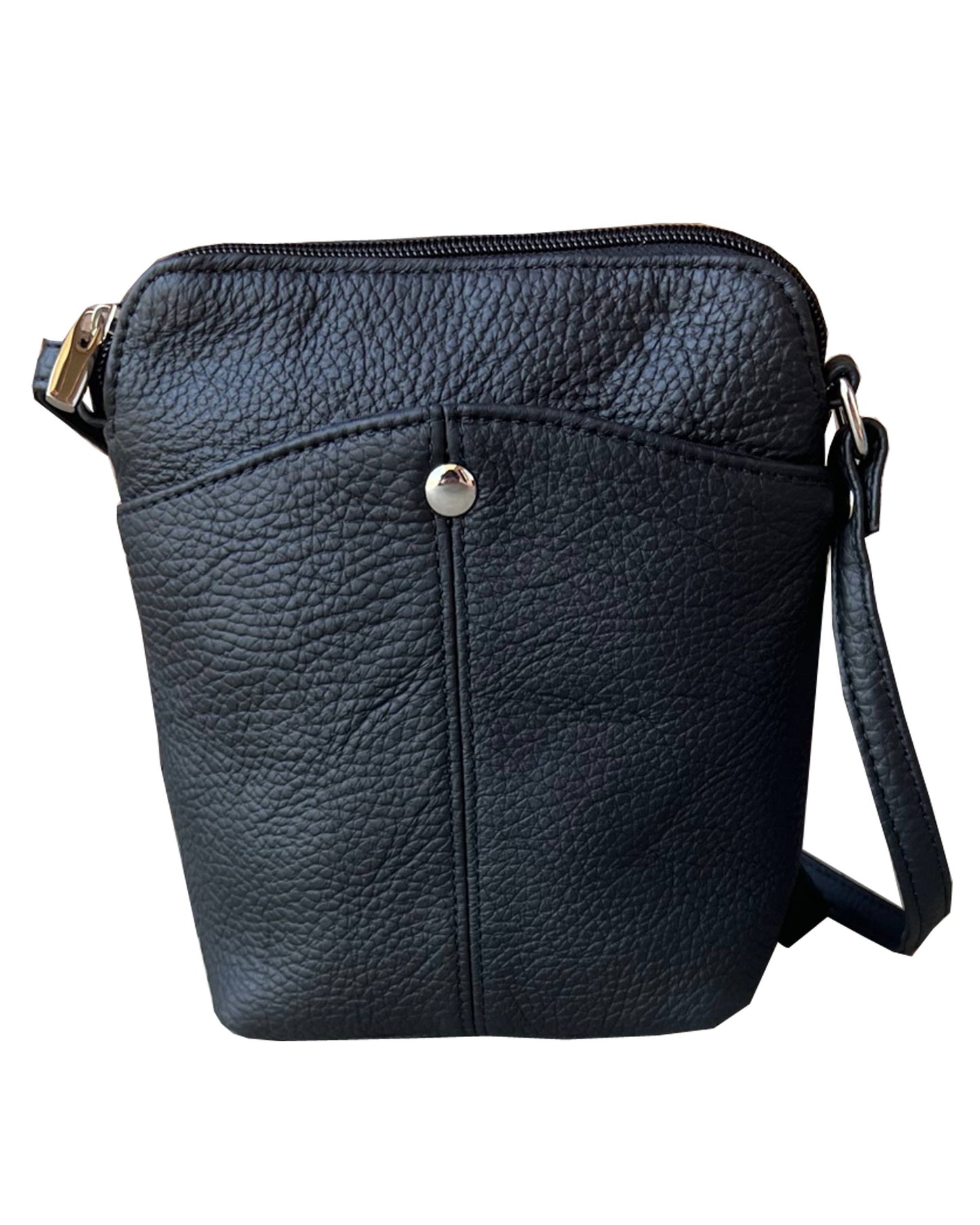 Leather Snap Button Crossbody Purse