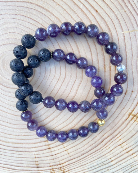 amethyst + lava stone diffuser bracelet