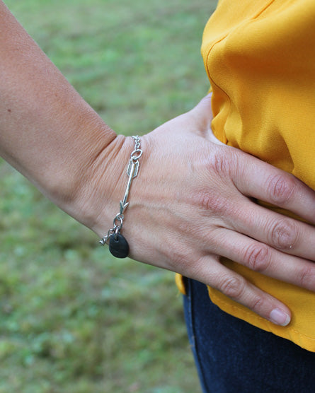 arrow + stone silver bracelet