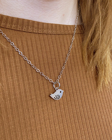 Bird Silver Short Necklace