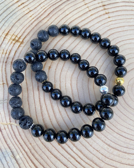 black onyx + lava stone diffuser bracelet