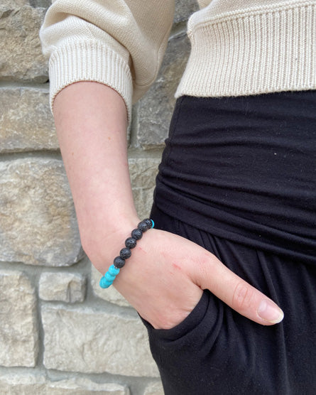 blue howlite + lava stone diffuser bracelet