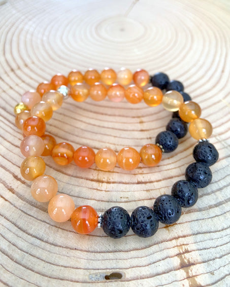 carnelian + lava stone diffuser bracelet