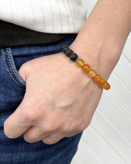 carnelian + lava stone diffuser bracelet