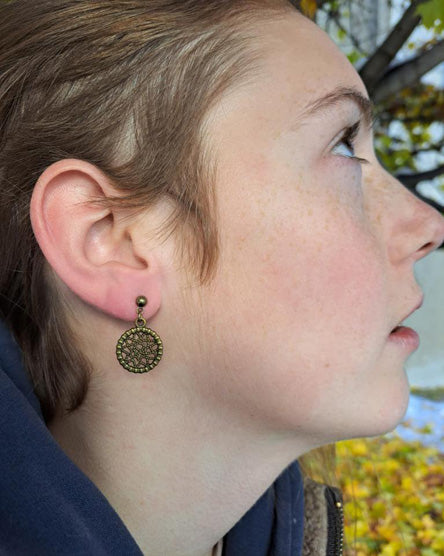 Dream Catcher Brass Stud Earrings