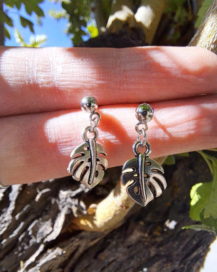 Fern Leaf Silver Stud Earrings