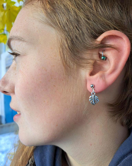 Fern Leaf Silver Stud Earrings