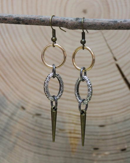 four directions mixed metal earrings