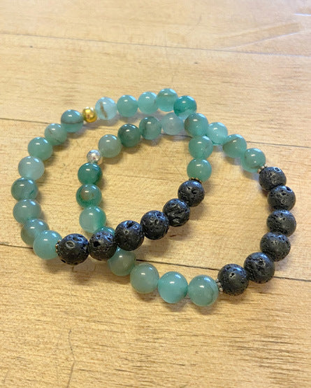 green aventurine + lava stone diffuser bracelet