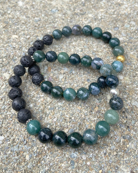 green lime jasper + lava stone diffuser bracelet