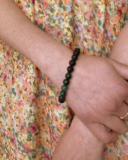 green lime jasper + lava stone diffuser bracelet