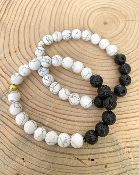 howlite + lava stone diffuser bracelet