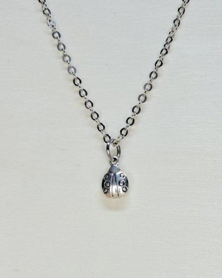 Lady Bug Silver Short Necklace