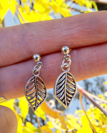 Leaf Silver Stud Earrings