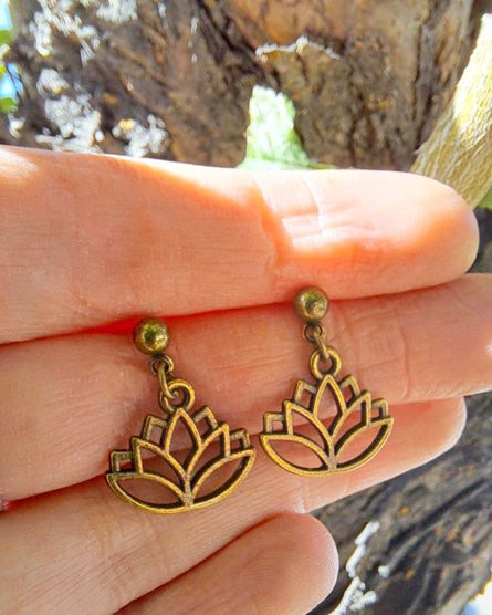 Lotus Brass Stud Earrings