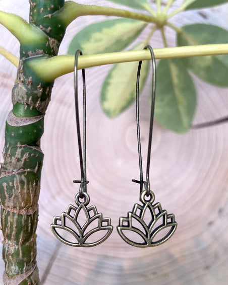 lotus flower brass earrings