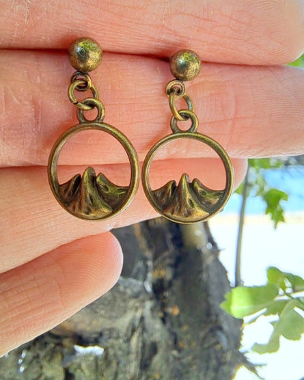 Mountain Brass Stud Earrings