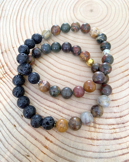 picasso jasper + lava stone diffuser bracelet